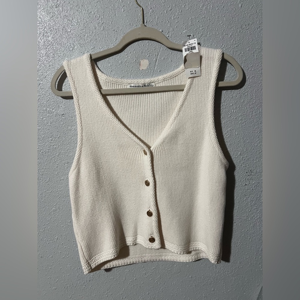 Abercrombie & Fitch Off-White Knit Vest